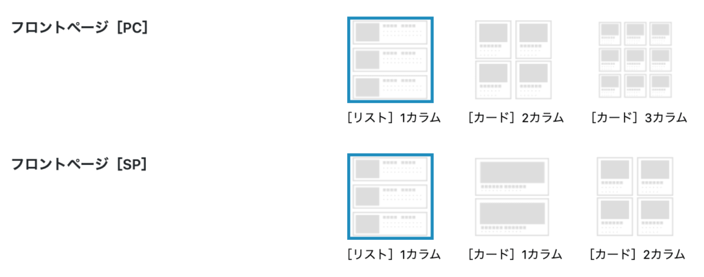 記事一覧レイアウト設定